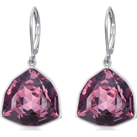 Sterling Silver Alexandrite Geometric Birthstone Dangle Drop Earring Jewelry - Picture 1 of 5